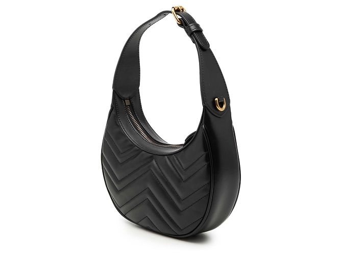 Borsa Gucci Black Mini GG Marmont Mezza Luna Nero - vista 2