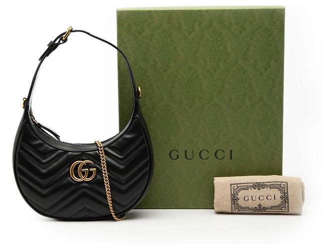 Borsa Gucci Black Mini GG Marmont Mezza Luna Nero - vista 8