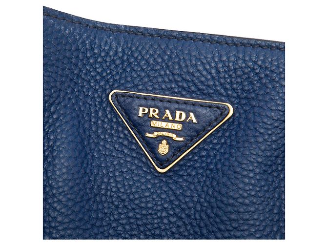 Tote convertible aperto in Vitello Daino blu Prada Blu scuro - vista 5