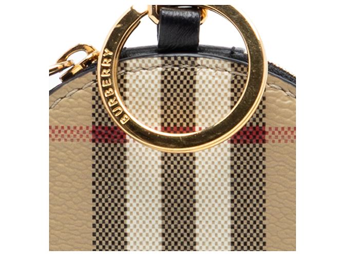 Burberry Beige House Check Leder Münzbeutel - Ansicht 6