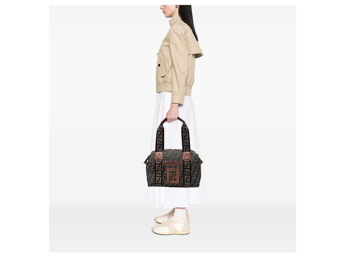Fendi Tote aus braunem Zucca Canvas FF - Ansicht 5