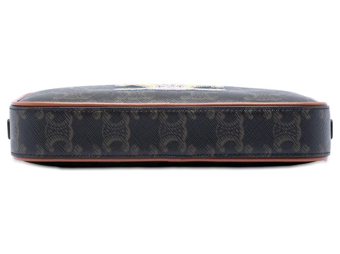 Céline Borsa Camera Mini Triomphe in pelle e tela rivestita marrone Celine Marrone scuro - vista 3