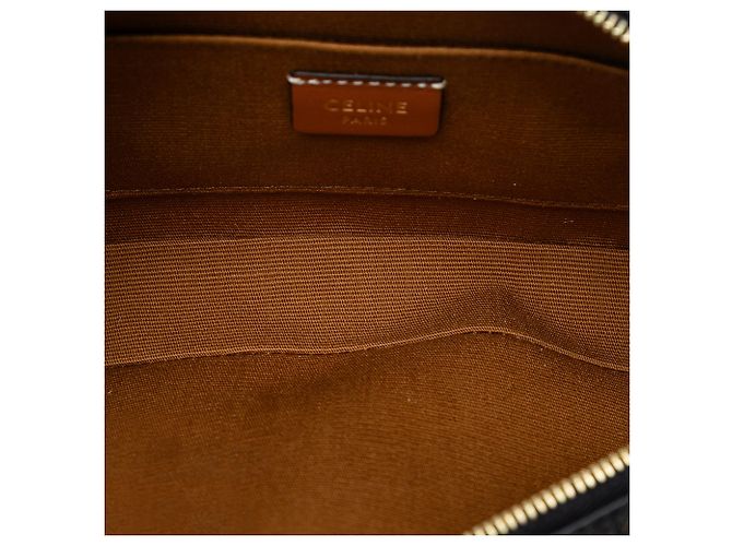 Céline Borsa Camera Mini Triomphe in pelle e tela rivestita marrone Celine Marrone scuro - vista 4