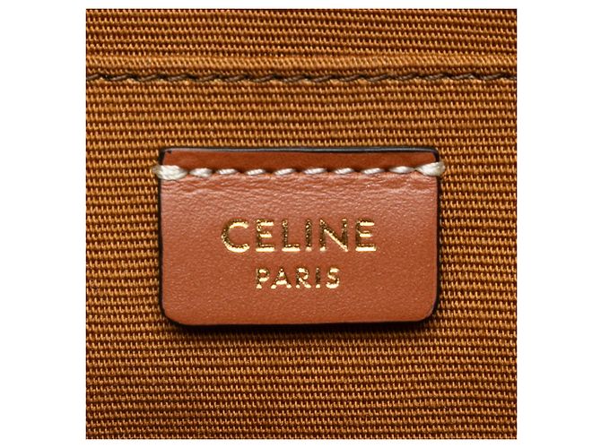 Céline Borsa Camera Mini Triomphe in pelle e tela rivestita marrone Celine Marrone scuro - vista 5