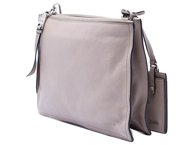 Borsa Prada Gray Glace Calf Etiquette Marrone - vista 2