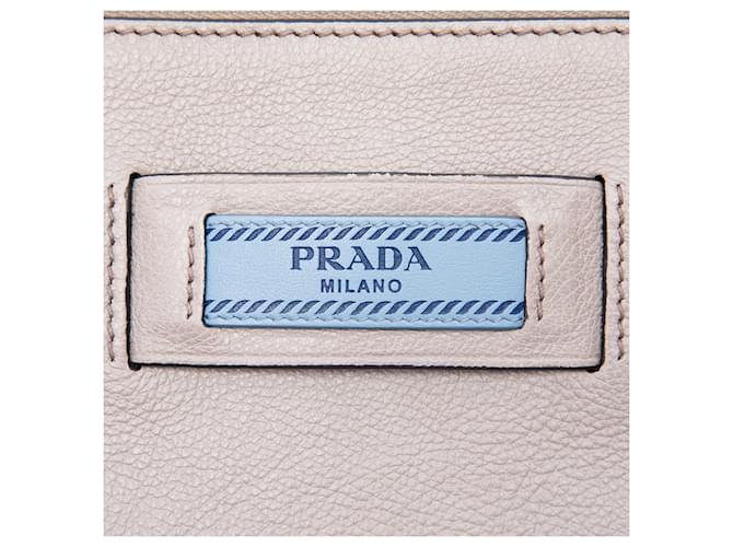 Borsa Prada Gray Glace Calf Etiquette Marrone - vista 5