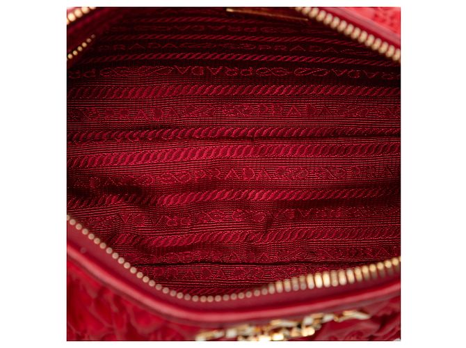 Prada Red Tessuto Gaufre Crossbody Rot - Ansicht 4