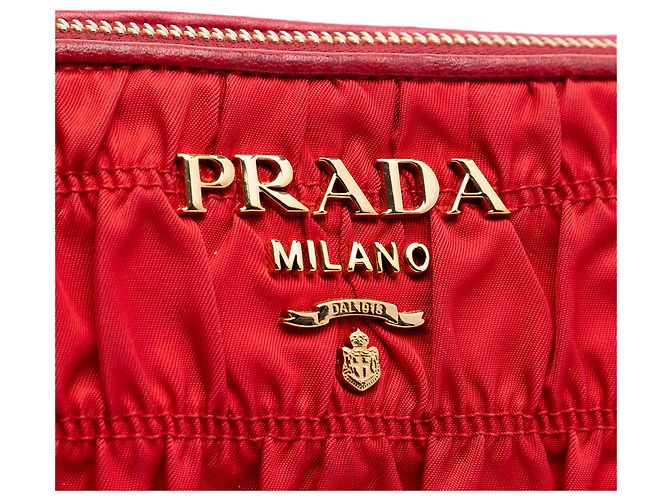 Prada Red Tessuto Gaufre Crossbody Rot - Ansicht 5