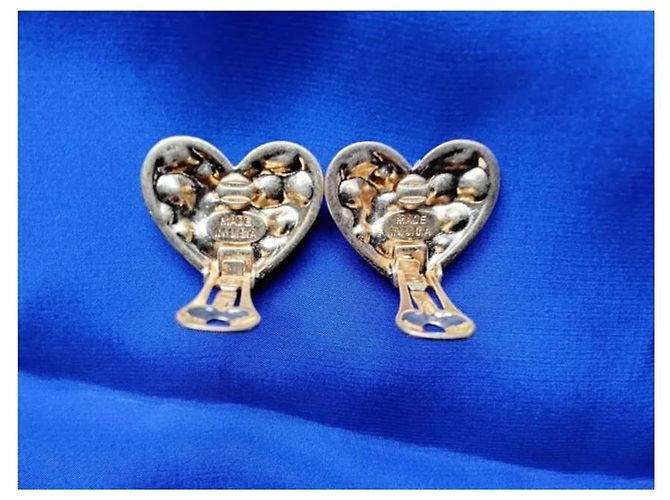 Oscar de la Renta Set Collana Choker e Orecchini a Cuore Rosa Blu D'oro Bordò Gold hardware - vista 4