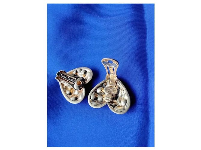 Oscar de la Renta Set Collana Choker e Orecchini a Cuore Rosa Blu D'oro Bordò Gold hardware - vista 5