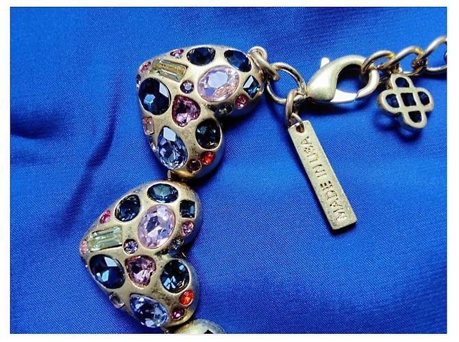Oscar de la Renta Set Collana Choker e Orecchini a Cuore Rosa Blu D'oro Bordò Gold hardware - vista 9