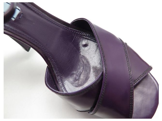 PRADA SLINGBACK PLATFORM SCHUHE 40 LILA LEDERSANDALEN - Ansicht 11