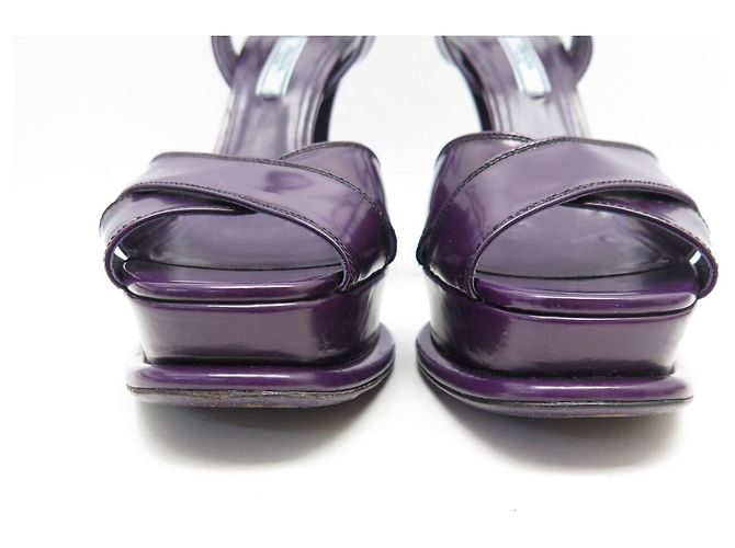 PRADA SLINGBACK PLATFORM SCHUHE 40 LILA LEDERSANDALEN - Ansicht 4