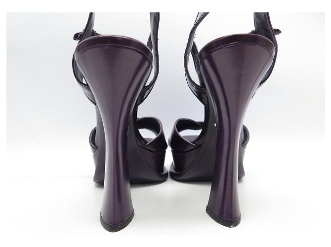 PRADA SLINGBACK PLATFORM SCHUHE 40 LILA LEDERSANDALEN - Ansicht 5