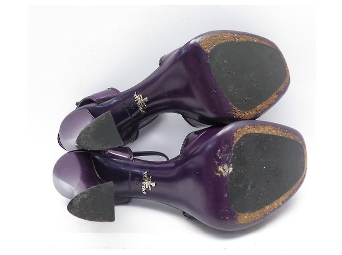 PRADA SLINGBACK PLATFORM SCHUHE 40 LILA LEDERSANDALEN - Ansicht 6