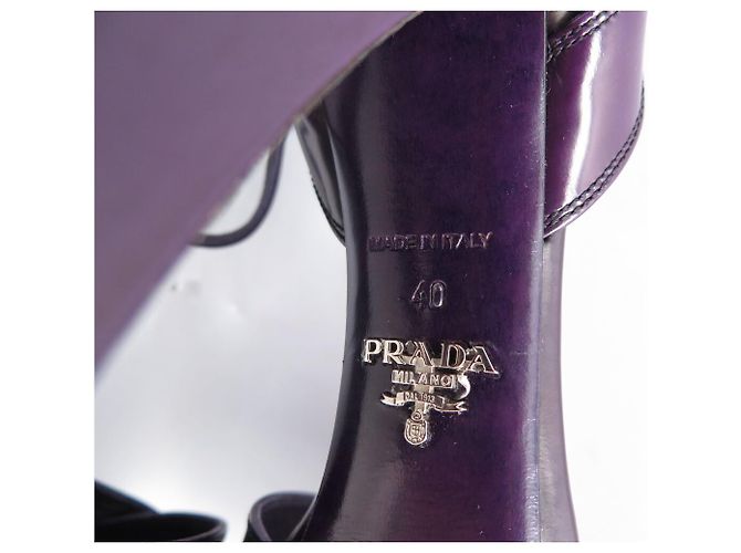 PRADA SLINGBACK PLATFORM SCHUHE 40 LILA LEDERSANDALEN - Ansicht 7