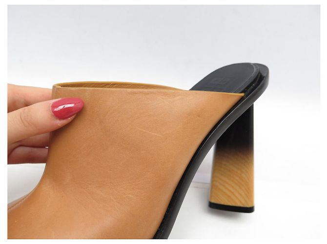 NOVO SAPATOS GIVENCHY BE304JE004 CLOGS SABOTS MULES SALTO 40 COURO Marrom - vista 11