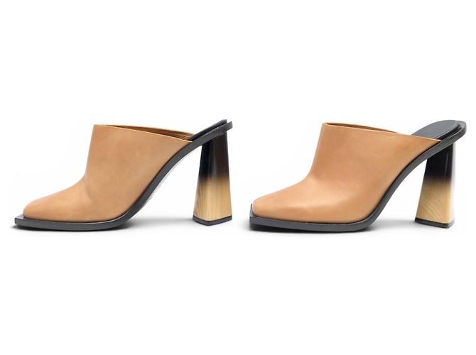 NOVO SAPATOS GIVENCHY BE304JE004 CLOGS SABOTS MULES SALTO 40 COURO Marrom - vista 2