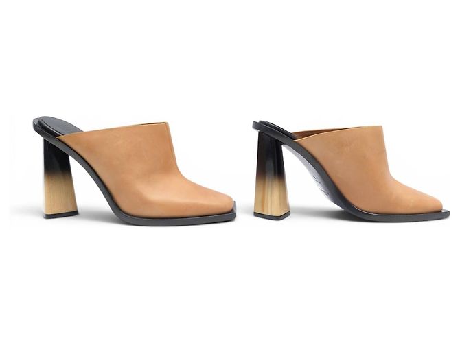 NOVO SAPATOS GIVENCHY BE304JE004 CLOGS SABOTS MULES SALTO 40 COURO Marrom - vista 3
