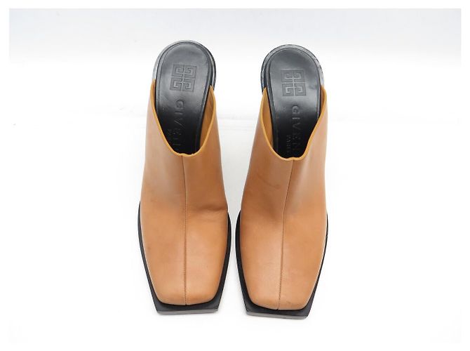 NOVO SAPATOS GIVENCHY BE304JE004 CLOGS SABOTS MULES SALTO 40 COURO Marrom - vista 6