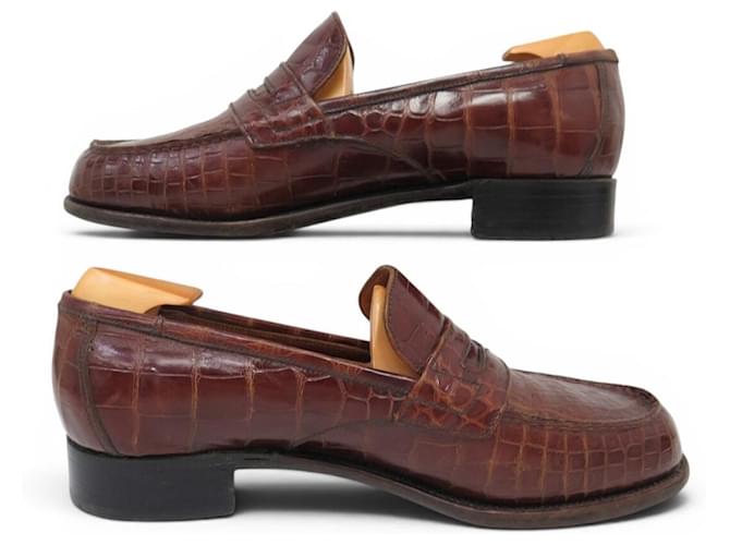 JM Weston VINTAGE WESTON SCHUHE MOKASSIN 180 5.5C 39.5 FIN CROCO LEISTEN Braun - Ansicht 2