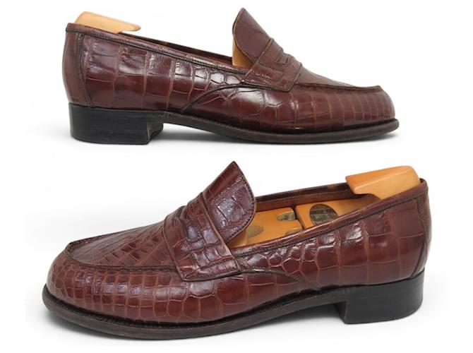 JM Weston VINTAGE WESTON SCHUHE MOKASSIN 180 5.5C 39.5 FIN CROCO LEISTEN Braun - Ansicht 3