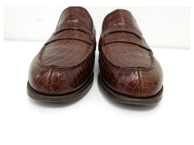 JM Weston VINTAGE WESTON SCHUHE MOKASSIN 180 5.5C 39.5 FIN CROCO LEISTEN Braun - Ansicht 4