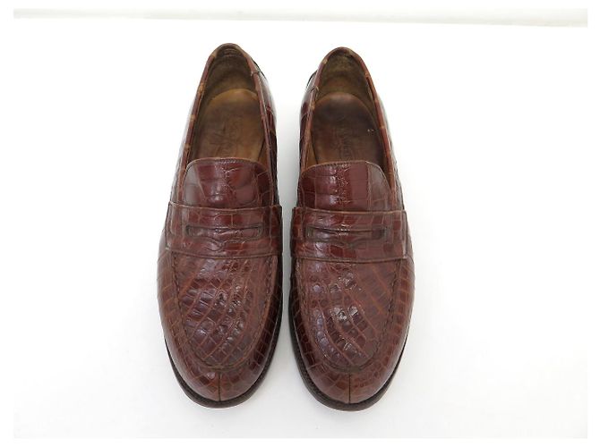 JM Weston VINTAGE WESTON SCHUHE MOKASSIN 180 5.5C 39.5 FIN CROCO LEISTEN Braun - Ansicht 8