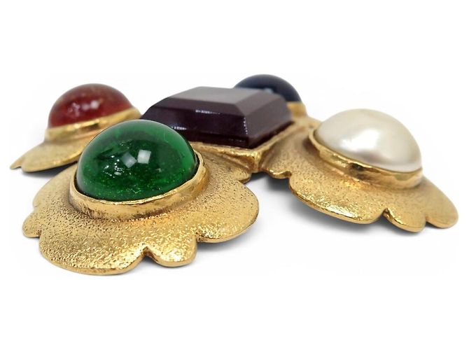VINTAGE CHANEL GRIPOIX VICTOIRE DE CASTELLANE 1986 PERLEN-CABOCHON-BROSCHE Golden - Ansicht 2