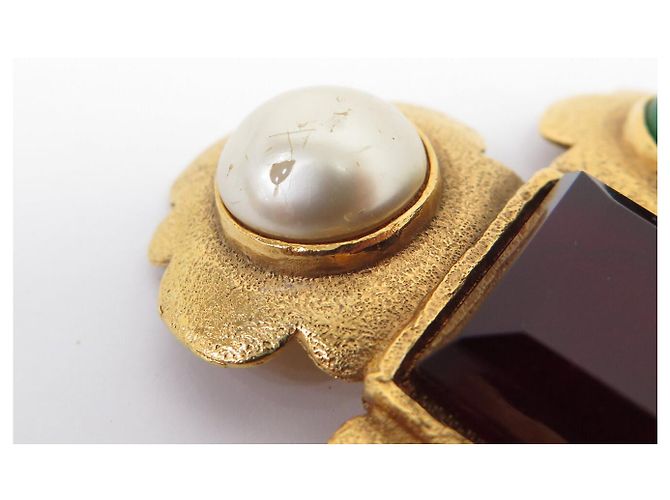 VINTAGE CHANEL GRIPOIX VICTOIRE DE CASTELLANE 1986 PERLEN-CABOCHON-BROSCHE Golden - Ansicht 8