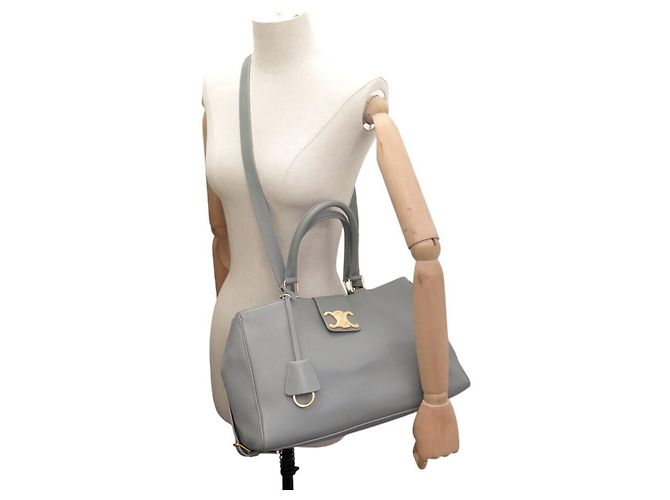 Céline NUOVA BORSA CELINE APPOLINE MEDIUM 114963FK6 PELLE GRIGIA A SPALLA Grigio - vista 5