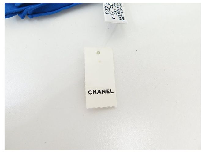 FULAR CHANEL MOTIVO LOGO CC STELLA LUNA QUADRATO 90 SETA BLU SILK SCARF - vista 12