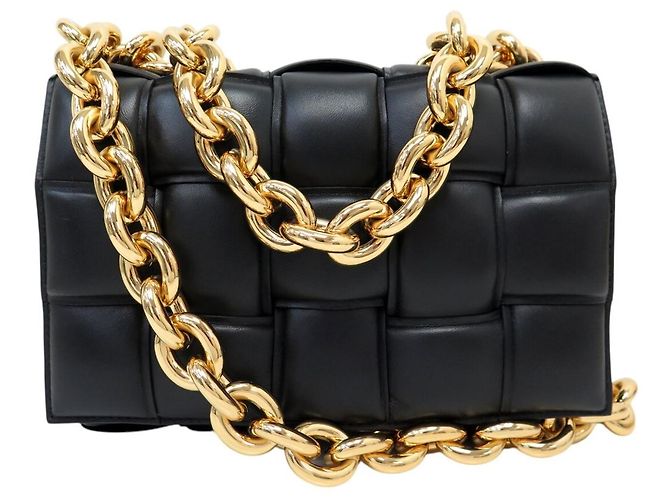 NEUF SAC A MAIN BOTTEGA VENETA CHAIN CASSETTE MATELASSE INTRECCIO NOIR - vue 2