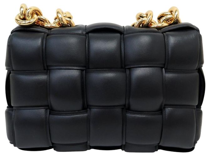 NEUF SAC A MAIN BOTTEGA VENETA CHAIN CASSETTE MATELASSE INTRECCIO NOIR - vue 3