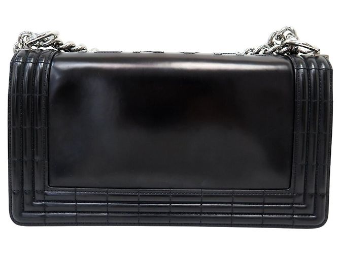 BORSA CHANEL BOY MEDIUM IN PELLE LACCATA NERA A SPALLA Nero - vista 2