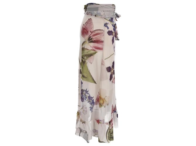 Falda midi cruzada de malla con volantes Ganni con estampado floral de poliamida - vista 4