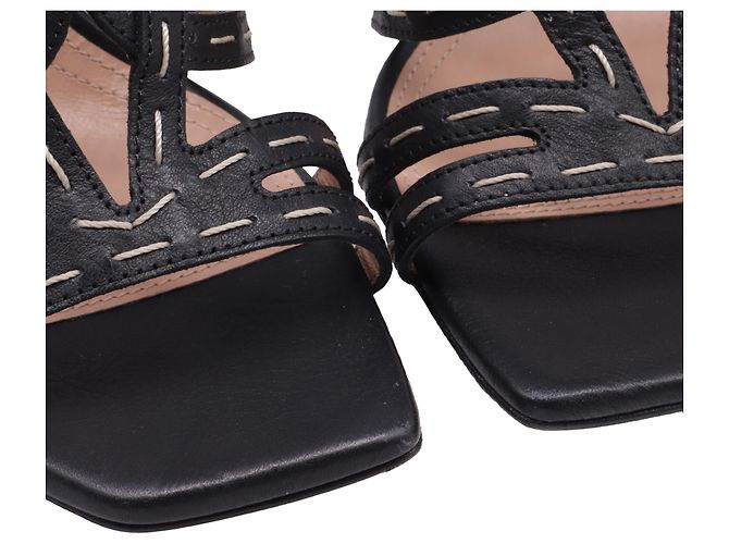 Sandali con tacco Alberta Ferretti con cinturini a gabbia in pelle nera Nero - vista 11