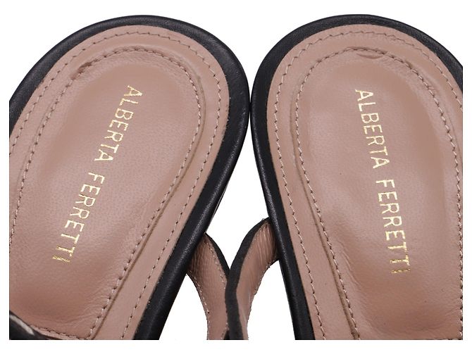 Sandali con tacco Alberta Ferretti con cinturini a gabbia in pelle nera Nero - vista 9