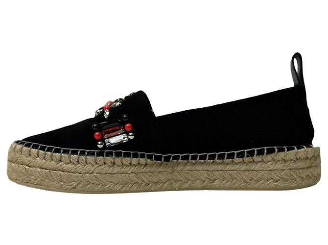 Espadrilles Louis Vuitton Front Pier con decorazioni in cristallo in scamosciato nero - vista 10