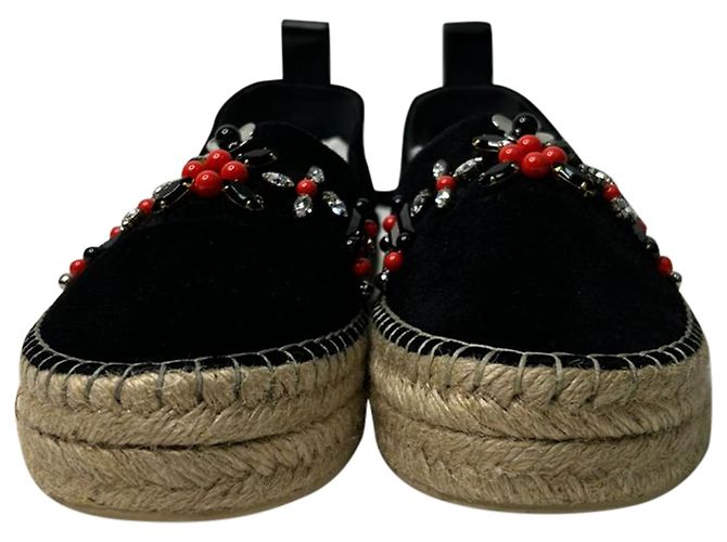 Espadrilles Louis Vuitton Front Pier con decorazioni in cristallo in scamosciato nero - vista 2