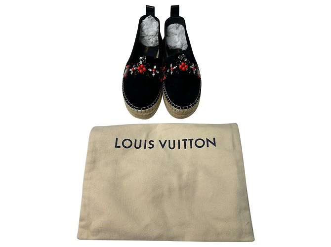 Espadrilles Louis Vuitton Front Pier con decorazioni in cristallo in scamosciato nero - vista 4