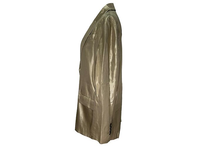 Blazer monopetto Brunello Cucinelli in viscosa oro metallizzato D'oro Metallico - vista 2