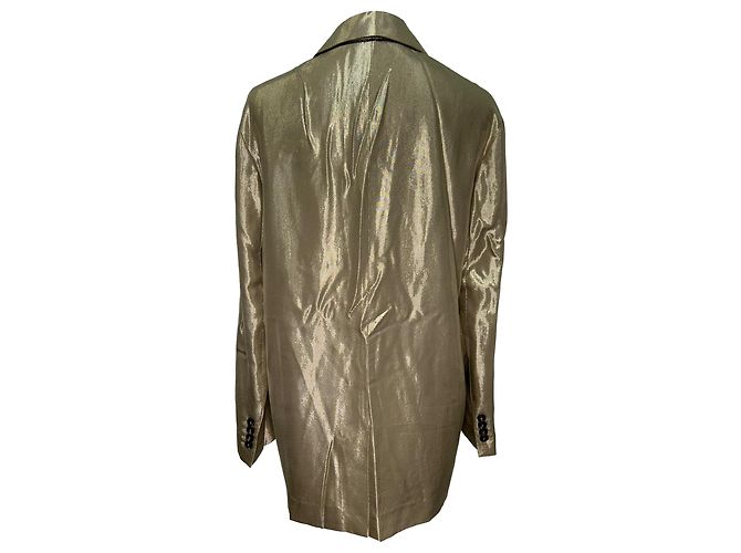 Blazer monopetto Brunello Cucinelli in viscosa oro metallizzato D'oro Metallico - vista 3