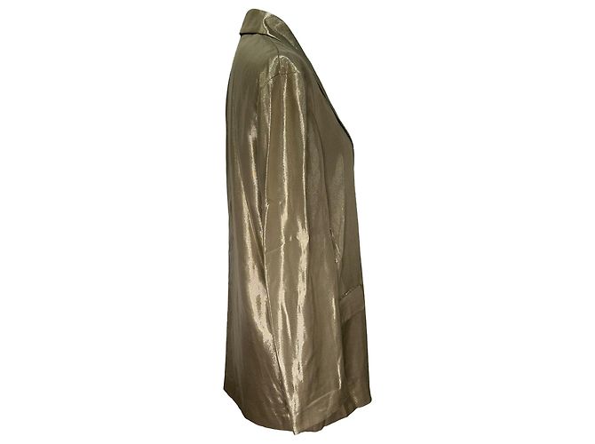 Blazer monopetto Brunello Cucinelli in viscosa oro metallizzato D'oro Metallico - vista 4