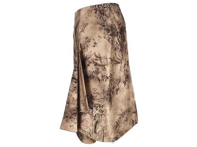 Autre Marque Falda midi estampada Valentino en seda marrón Castaño - vista 2
