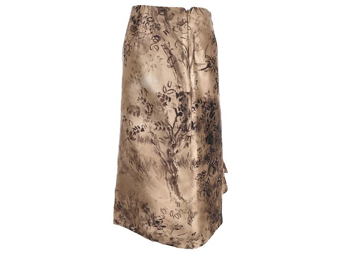Autre Marque Falda midi estampada Valentino en seda marrón Castaño - vista 4