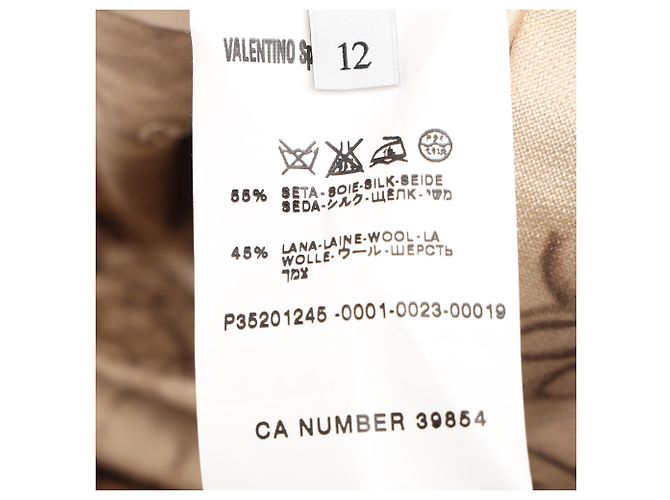 Autre Marque Falda midi estampada Valentino en seda marrón Castaño - vista 6