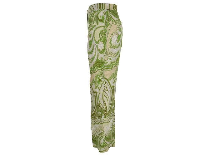 Pantalones Etro con estampado paisley en seda verde - vista 2