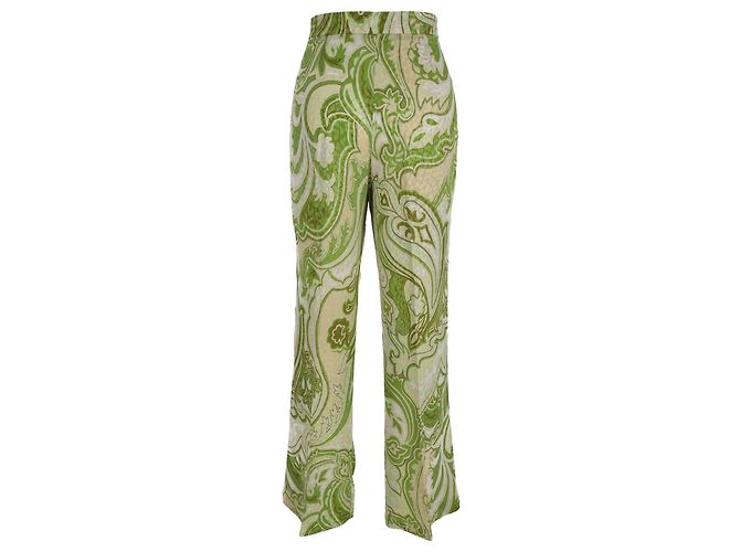 Pantalones Etro con estampado paisley en seda verde - vista 3
