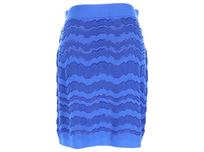 Minifalda Missoni con patrón de zig-zag en viscosa azul - vista 3